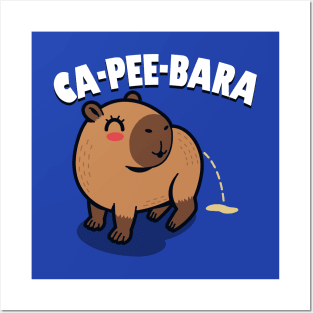 Funny Original  Cute Kawaii Peeing Capybara Funny Cartoon Posters and Art